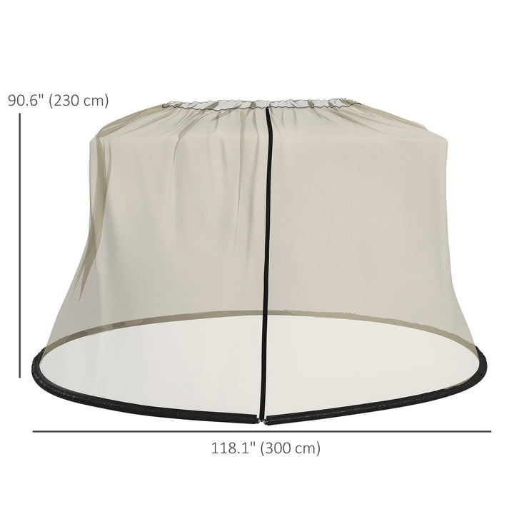 Outsunny 7.5FT Umbrella Table Screen Mosquito Bug Net, Garden Large Umbrella Cover Netting with Zippered Door, Beige