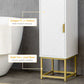kleankin Tall Bathroom Storage Cabinet, Modern Narrow Bathroom Cabinet with Diamond Chevron Pattern and Adjustable Shelf, White