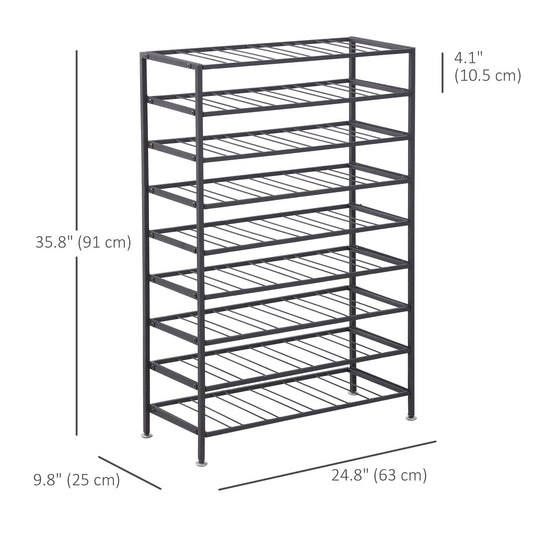 HOMCOM 9-Tier Metal Wine Bottle Rack 54 Bottles Freestanding Wine Storage Holder Home Bar Wine Display Stand Cellar Bottle Organizer Black