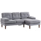 HOMCOM Modern Corner Couch with Right Chaise Lounge, Tufted 3-Seater Sofa with Wooden Legs for Living Room, Navy Blue