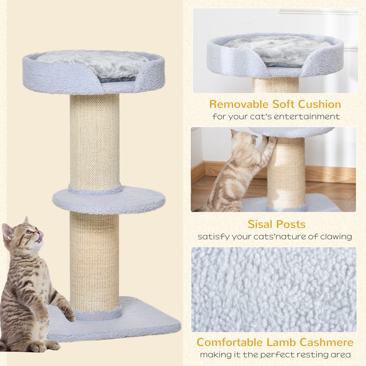 PawHut Cat Tree Kitty Tower with Sisal Mat Scratching Post, Cat Bed, Cushion, Perch, 18" x 18" x 36", Brown