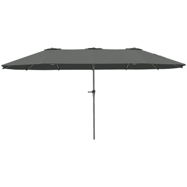Outsunny 13ft Double-Sided Patio Umbrella with Crank Handle, for Poolside, Deck, Garden, Light Grey