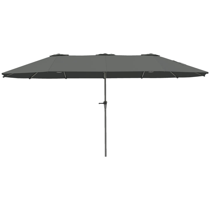 Outsunny 13ft Double-Sided Patio Umbrella with Crank Handle, for Poolside, Deck, Garden, Light Grey