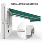 Outsunny 13' x 8' Manual Retractable Patio Awning Sun Shade Outdoor Deck Window Door Canopy Shelter Aluminum Frame Dark Green