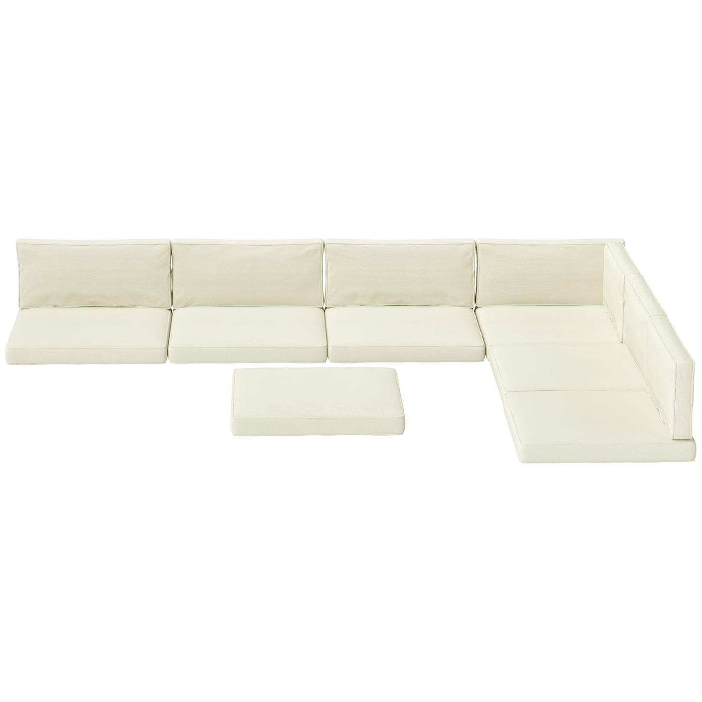 Outsunny Replacement Cushions for Rattan Furniture, 14 Piece Outdoor Seat Cushion Pad for Patio Set, 7 Seat and 7 Back, Cream