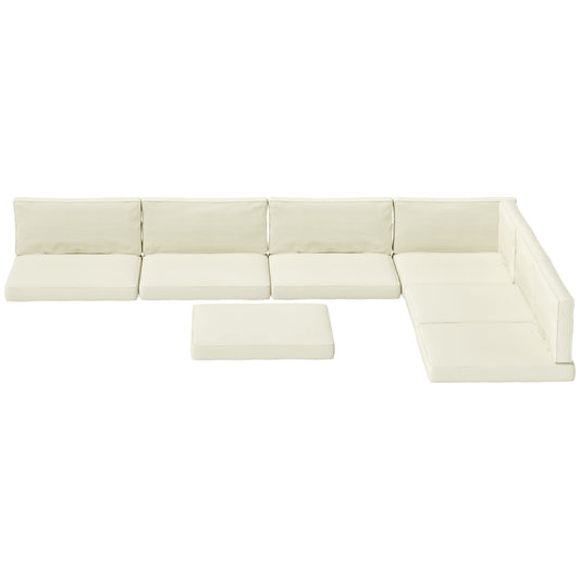 Outsunny Replacement Cushions for Rattan Furniture, 14 Piece Outdoor Seat Cushion Pad for Patio Set, 7 Seat and 7 Back, Cream
