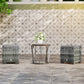 Outsunny Set of 2 Wicker Ottoman, Outdoor Footstool with Storage & Removable Cushions for Poolside, Patio, Deck, Grey