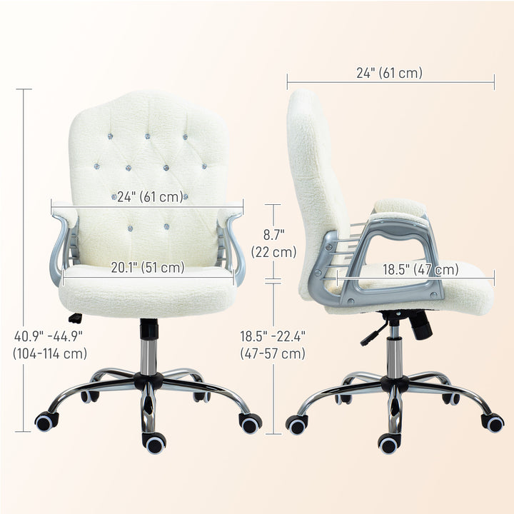 Vinsetto Office Chair, Velvet Computer Chair, Button Tufted Desk Chair with Swivel Wheels, Adjustable Height, Tilt Function, Grey