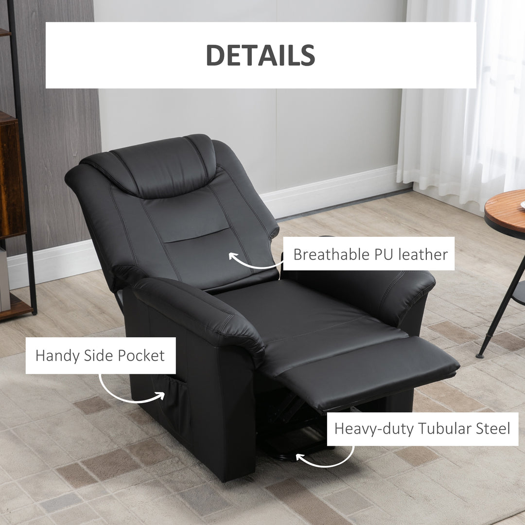 HOMCOM Electric Power Lift Chair for Elderly, PU Leather Recliner Sofa with Footrest and Remote Control, Side Pockets for Living Room, Black