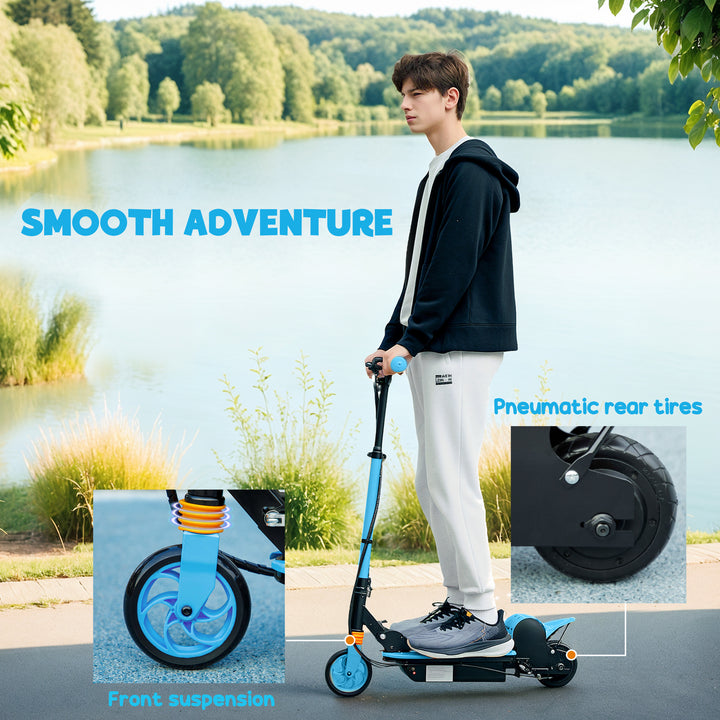 Soozier Foldable Electric Scooter for Kids Ages 6-14, with Seat and 2 Adjustable Heights, Max 6km Range & 12km/h, Orange