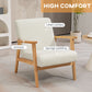 HOMCOM Mid-Century Modern Accent Chair Retro Fabric Armchair Wooden Arm Upholstered Lounge Chair for Living Room Floral