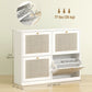 HOMCOM Narrow Shoe Storage Cabinet, Rattan Shoe Cabinet with 4 Flip Drawers and Adjustable Shelves for 20 Pairs, Black