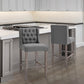 HOMCOM Set of 2 40Inch Button Tufted Bar stools High Counter Dining Height Chairs Grey