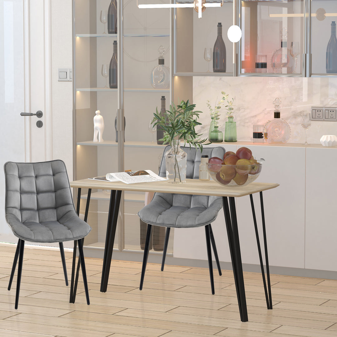 HOMCOM Upholstered Dining Chair Lounge Chair Soft Set of 2 Velvet-Touch Kitchen Reception Living Room Chair with Metal Legs, Grey