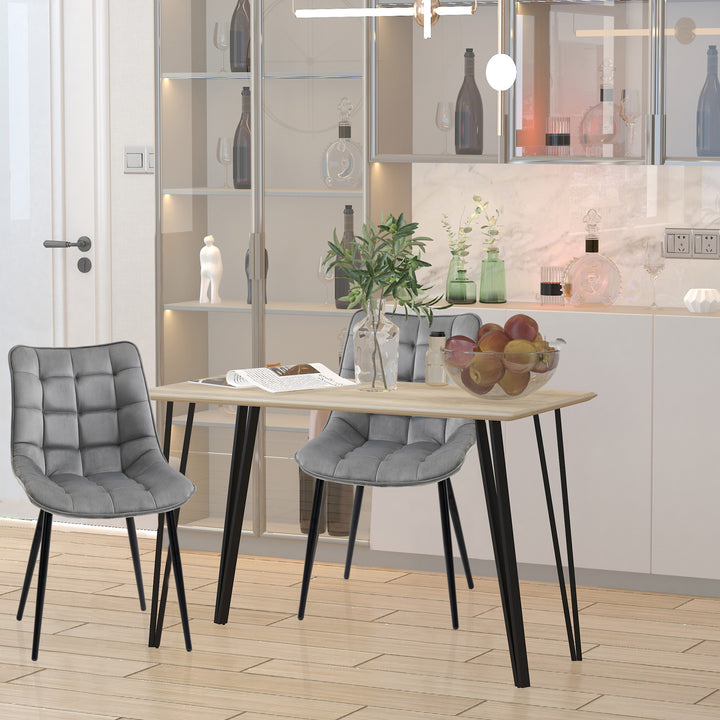 HOMCOM Upholstered Dining Chair Lounge Chair Soft Set of 2 Velvet-Touch Kitchen Reception Living Room Chair with Metal Legs, Grey