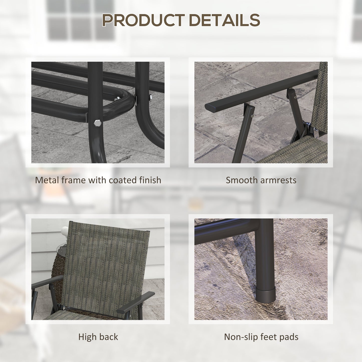 Outsunny OutdoorÂ 4 Pieces Patio Furniture Set,Â Garden Set with Two Foldable Armchairs, a Loveseat &Â GlassÂ TopÂ Table, Mixed Brown