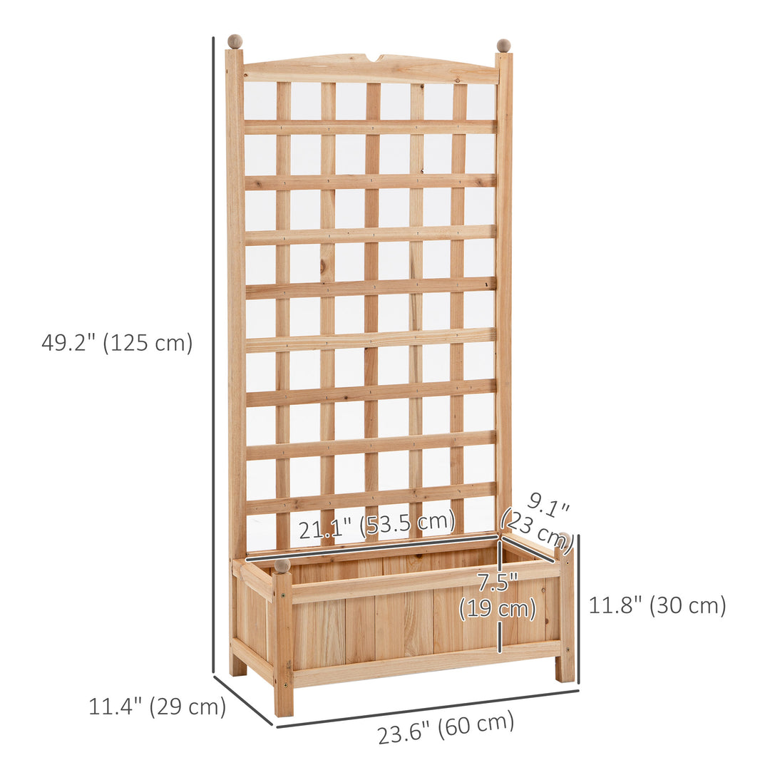 Outsunny 24" x 12" x 49" Raised Garden Bed with Trellis Board Back & Strong Wooden Design & Materials