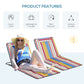 Outsunny Set of 2 Beach Lounge Chair Sun Lounger Beach Mat, Padded Folding Ground Mat Lounge Chair w/Adjustable Back, Steel Frame, Head Pillow and Carry Bag for Backyard Lakeside, Colorful Stripes