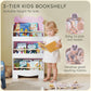 Qaba 3-Tier Bear Theme Kids Bookshelf with Anti-tipping Device for Living Room, Kids Room, Playroom, Pink