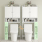 HOMCOM Modern Over the Toilet Storage Cabinet with 2 Doors, Above Commode Storage Cabinet with Toilet Paper Holder, Grey