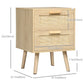 HOMCOM Boho Design Nightstand Set of 2, Side End Table with 2 Drawers for Living Room, Bedroom