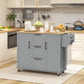 HOMCOM Rolling Kitchen Cart on Wheels with Drop Leaf, Kitchen Island with 3 Drawers, Solid Wood Top and Towel Rack, White