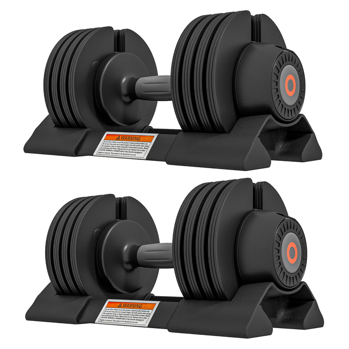 Soozier 4-Level Adjustable Dumbbells, 2 x 22lbs Rubber Weights Exercise Fitness Dumbbell Set with Non-Slip Handles and Tray for Men Women Home Gym Workout