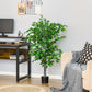 HOMCOM 4.5ft Ficus Artificial Plant with Realistic Leaves, Potted Fake Tree for Home Office Indoor Decor, Green