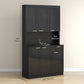 HOMCOM 71" Kitchen Pantry Cabinet, Storage Buffet with Hutch, Adjustable Shelves for Living Room, High Gloss White