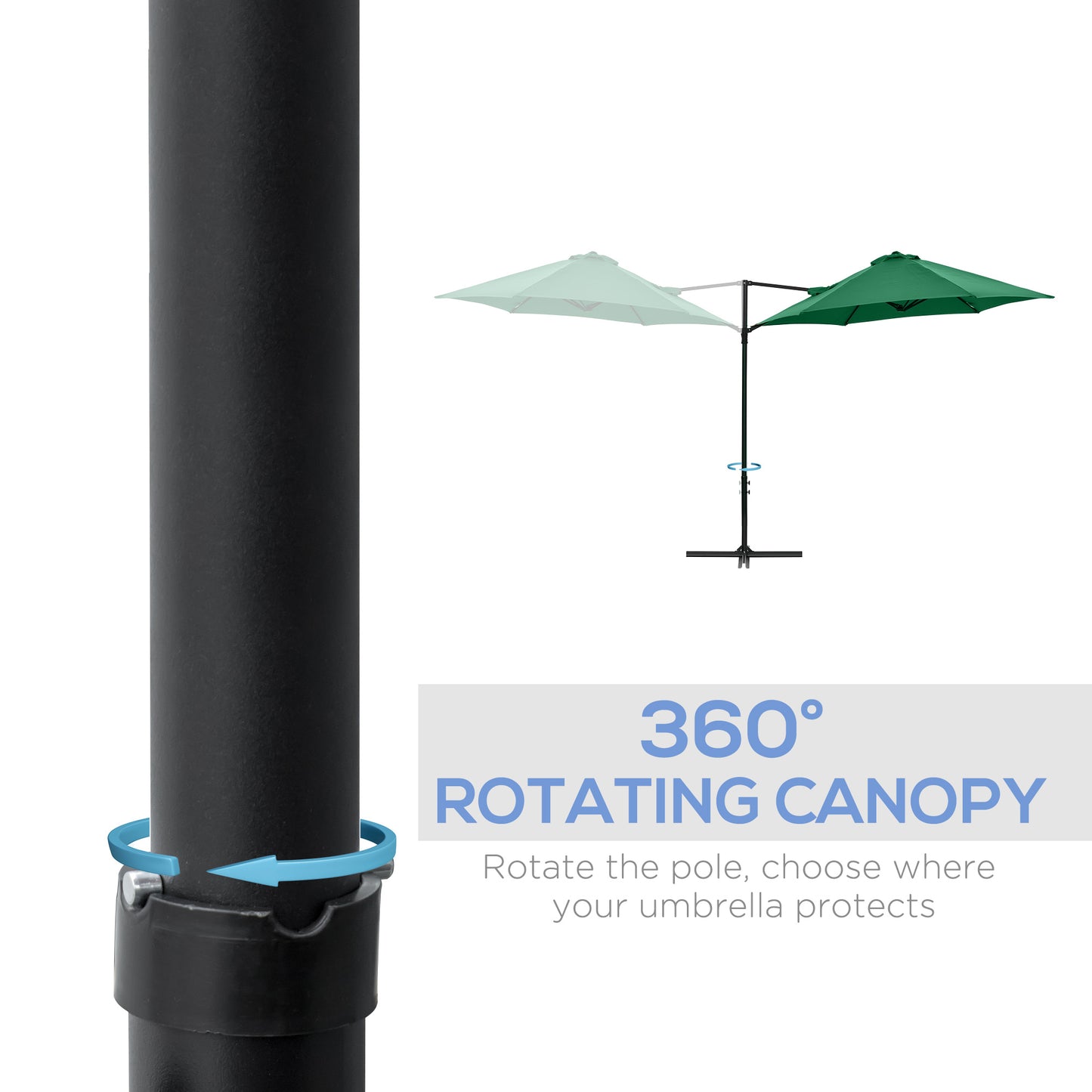 Outsunny 8.5FT Outdoor Cantilever Roma Parasol with 360Â° Rotation and Cross Base, Offset Patio Umbrella for Garden, Dark Grey