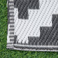 Outsunny Reversible Outdoor RV Rug, Patio Floor Mat, 6' x 9' Plastic Straw Rug for Backyard, Deck, Beach, Camping, Black & White