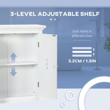 kleankin Over Toilet Storage Cabinet, Bathroom Wall Cabinet with Adjustable Shelf for Living Room and Entryway, White