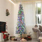 HOMCOM 9ft Prelit Pencil Artificial Christmas Tree, Flocked Xmas Tree with Remote, Dual Colour LEDs, 895 Tips, Metal Stand