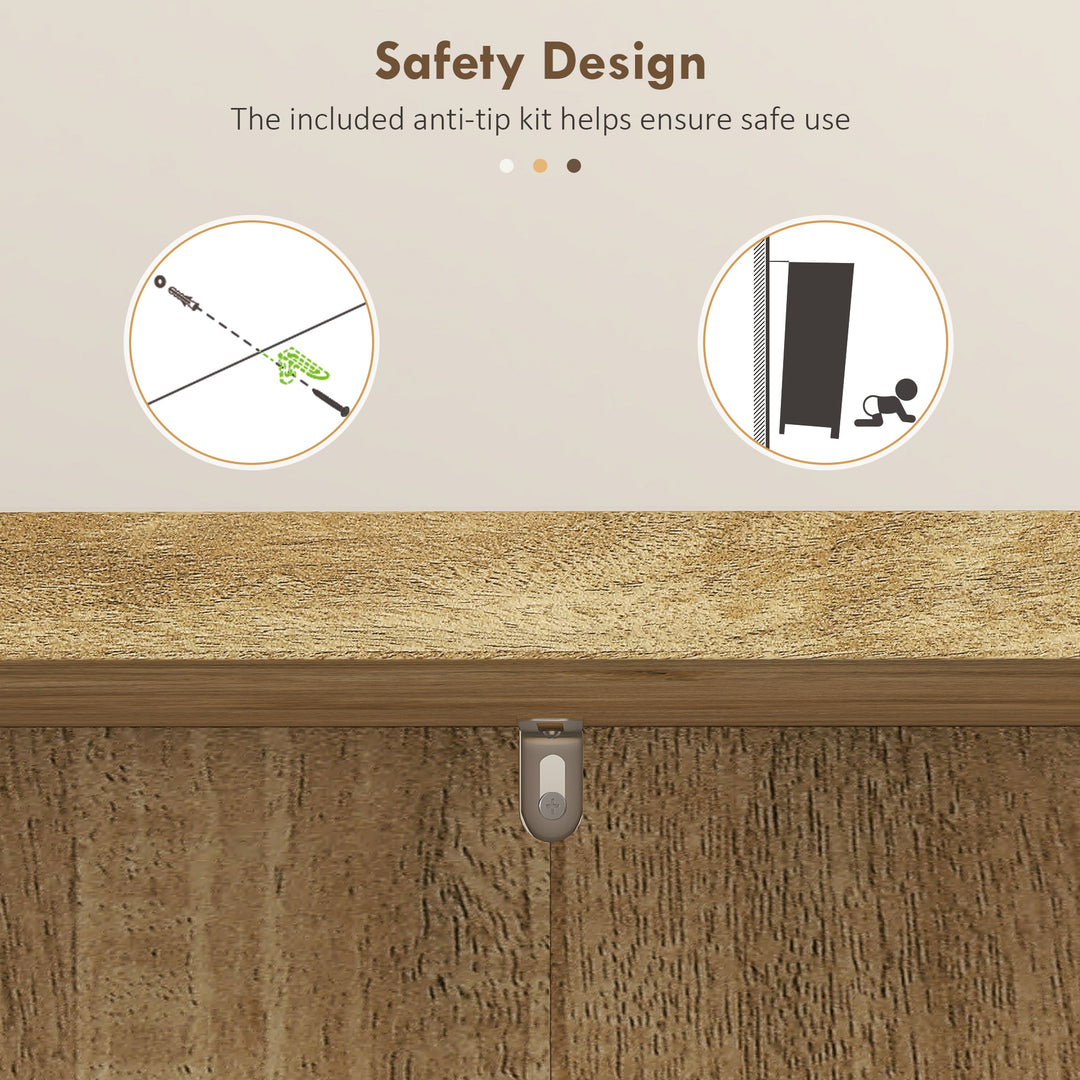 HOMCOM 41" Rattan Kitchen Storage Cabinet, Food Pantry Cabinet with 5-Tier Shelf 12 Spice Racks Adjustable Shelves Natural