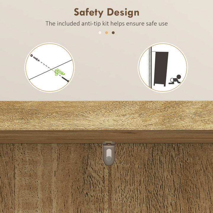 HOMCOM 41" Rattan Kitchen Storage Cabinet, Food Pantry Cabinet with 5-Tier Shelf 12 Spice Racks Adjustable Shelves Natural