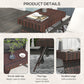 Outsunny Outdoor Rattan Foldable End Table, Metal Frame Patio Wicker Table, Coffee Table Side Table for Poolside, Lawn, Garden, Mixed Grey