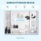 kleankin Wall Mounted Medicine Cabinet, 39.25"W x 27.5"H Bathroom Mirror Cabinet with Single Mirrored Door, Shelves and Storage Cupboard, White
