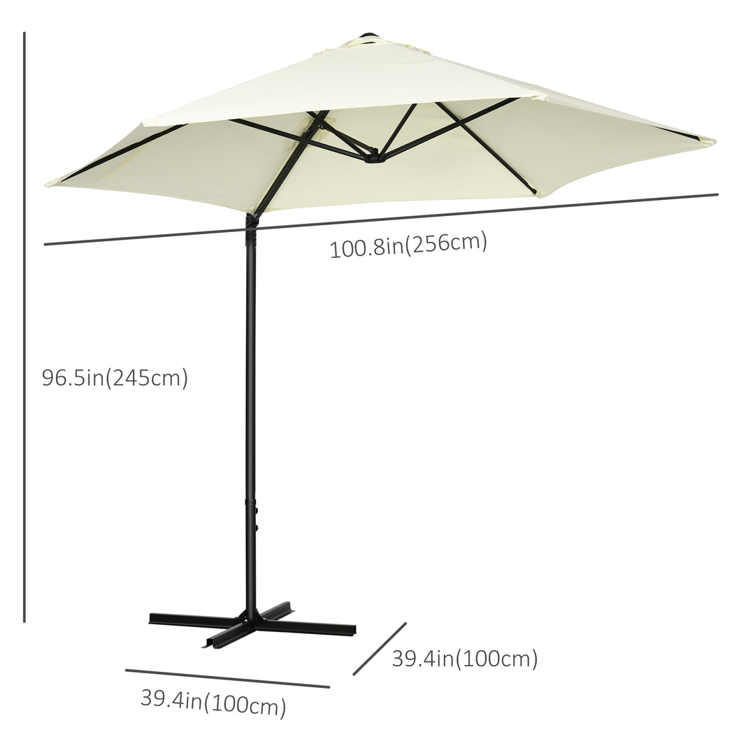 Outsunny 8.5FT Outdoor Cantilever Roma Parasol with 360° Rotation and Cross Base, Offset Patio Umbrella for Garden, Dark Grey