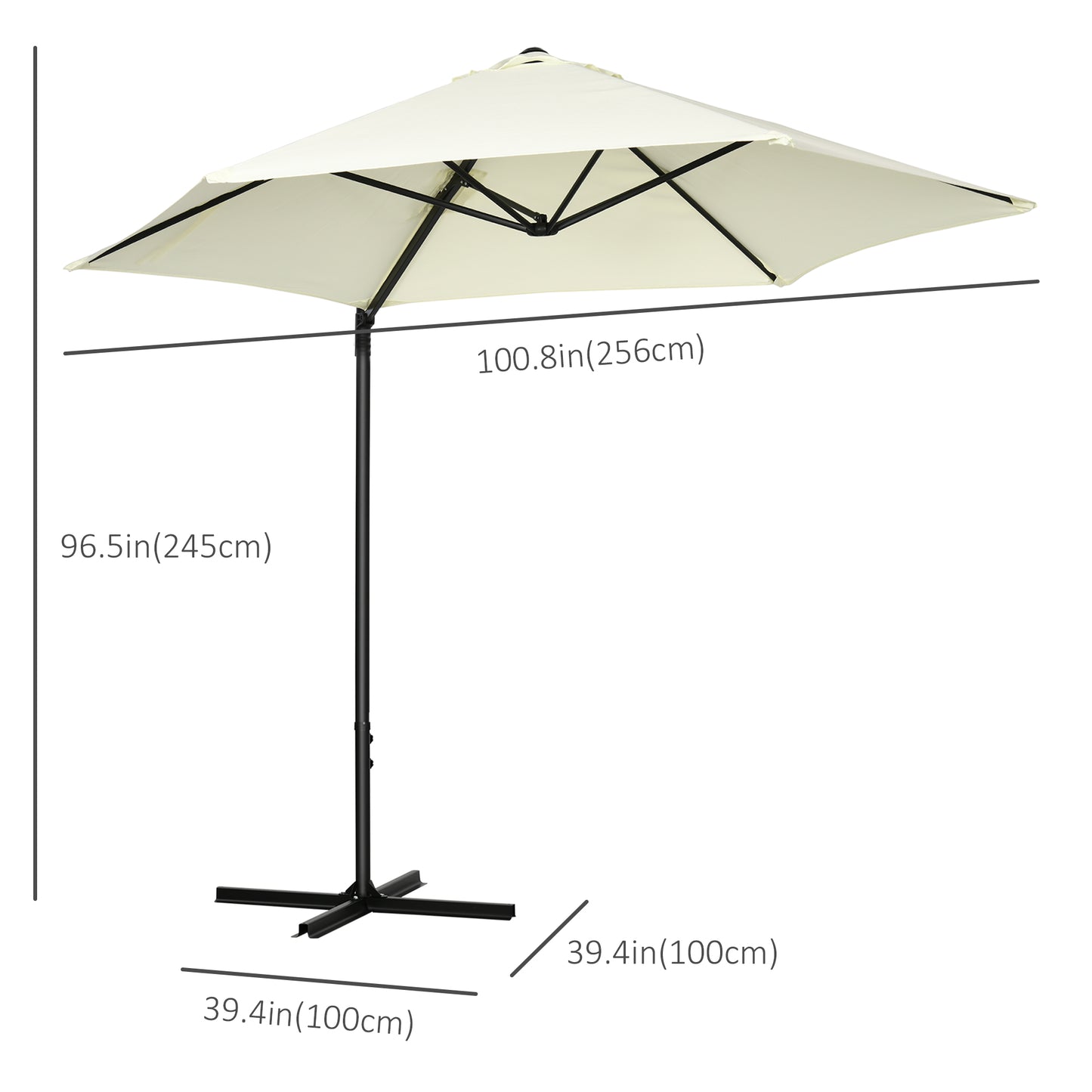 Outsunny 8.5FT Outdoor Cantilever Roma Parasol with 360Â° Rotation and Cross Base, Offset Patio Umbrella for Garden, Dark Grey
