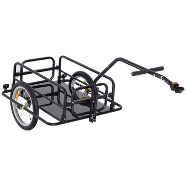 Aosom Folding Bicycle Cargo Trailer Utility Bike Cart Carrier Garden Patio Tool with Hitch Black