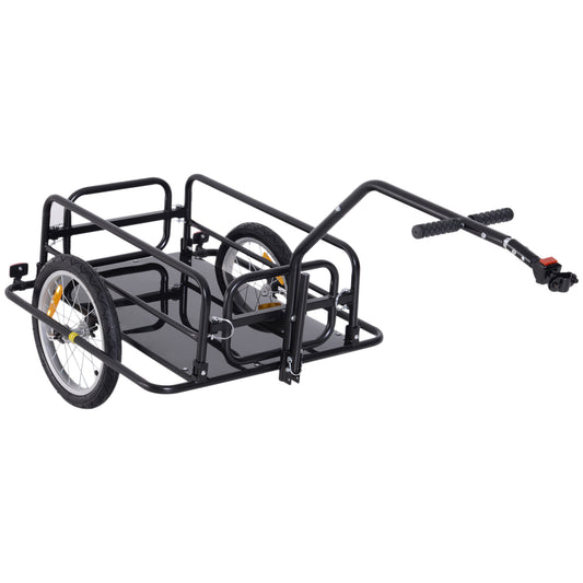 Aosom Folding Bicycle Cargo Trailer Utility Bike Cart Carrier Garden Patio Tool with Hitch Black