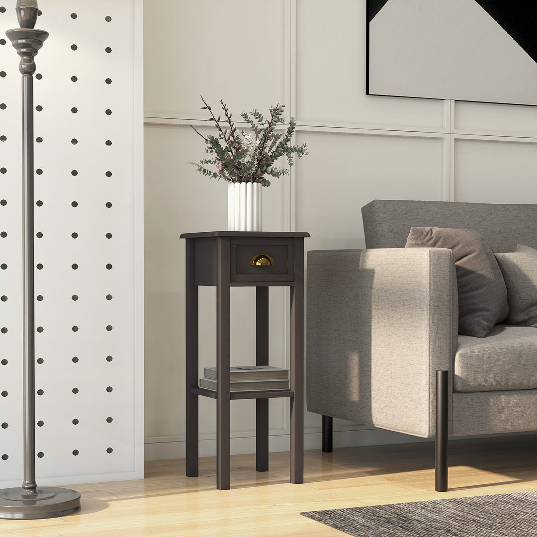 HOMCOM 2-Tier Side Table with Drawer and Shelf, End Table for Living Room and Hallway, Coffee