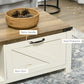 HOMCOM Industrial Coffee Table Side End Table with Drawer, Open Storage Shelf, Modern Farmhouse Furniture, for Living Room, Dining Room, Office, White Oak