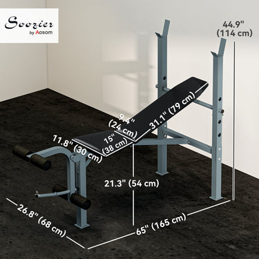 Soozier Incline Decline Weight Bench with Leg Extension and Barbell Rack, Adjustable Bench Press Weight Lifting Bench