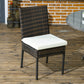 Outsunny PE Rattan Outdoor Dining Chairs with Cushion, Patio Wicker Dining Chair with Backrest, Brown