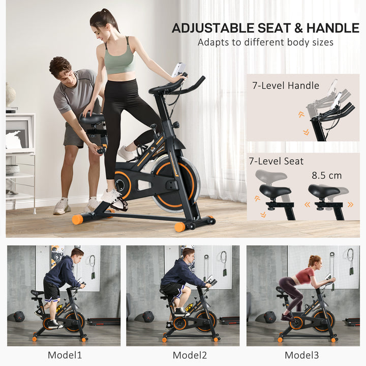 Soozier Upright Stationary Exercise Bike, Cardio Workout Training Bicycle w/ Adjustable Resistance LCD Monitor, Orange