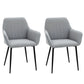 HOMCOM Dining Chairs Set of 2, Linen Upholstery Accent Chair with Back, Armrest, Metal Legs, Dark Grey