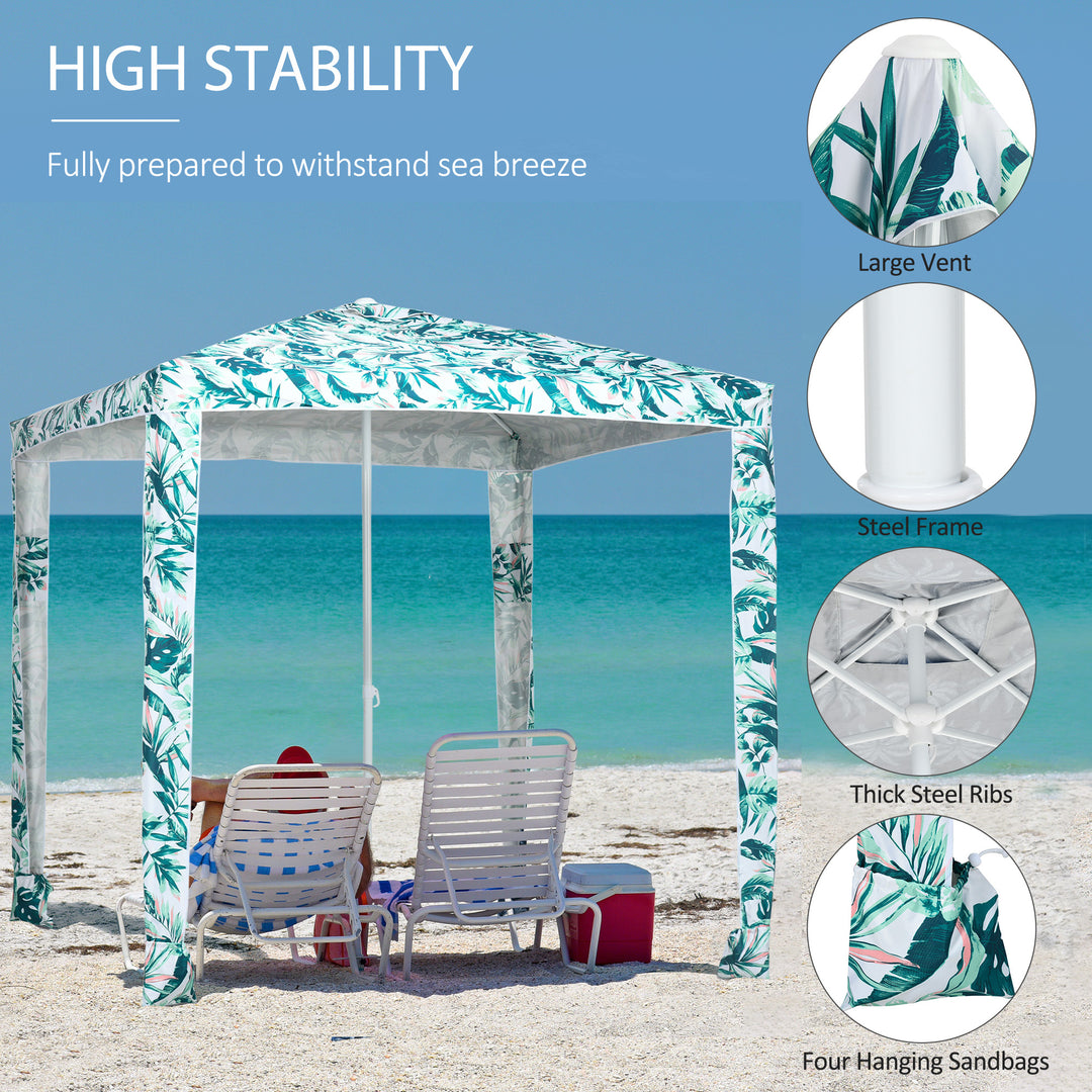 Outsunny Beach Umbrella, 6.5' Easy-Assembly Sun-Shade Shelter with Sandbags and Carry Bag, Cool UV50+, Dark Blue