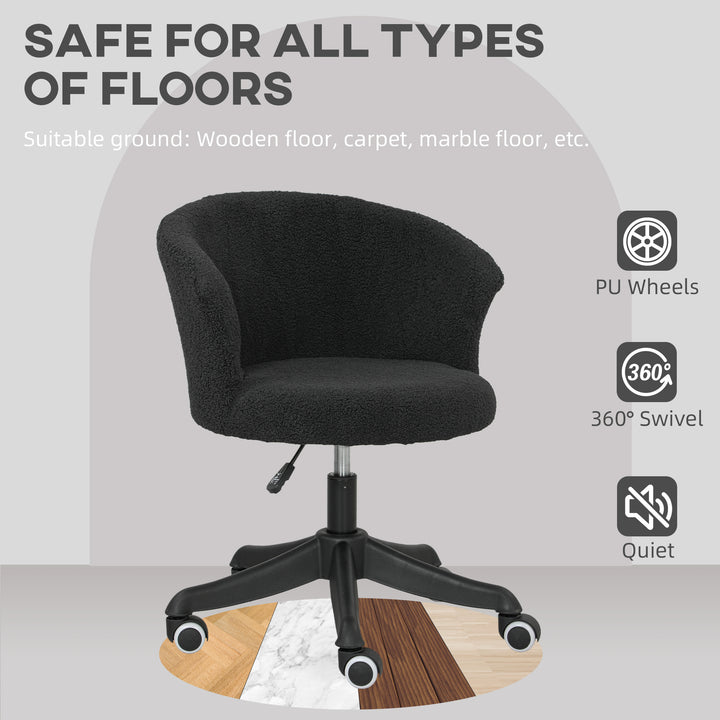 Vinsetto Armless Office Chair, Fluffy Computer Desk Chair with Adjustable Height, Swivel Wheels, Mid Back, White