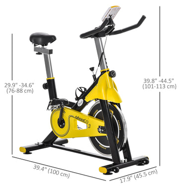 Soozier Stationary Exercise Bike, Indoor Cardio Workout Cycling Bike with Belt Drive Adjustable Resistance, Seat, Handlebar w/ LCD Display for Home Gym